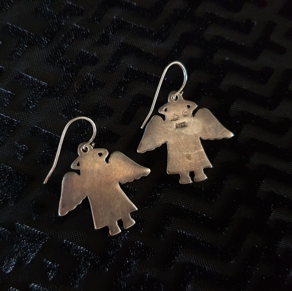 Vintage Sterling Silver Angel Earrings - Picture 3 of 4